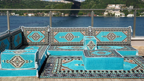 L Shaped Floor Sofa, Floor Seating Set, Arabic Majlis Sofa