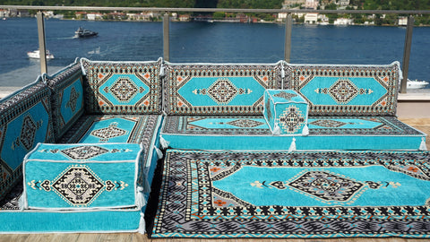 L Shaped Floor Sofa, Floor Seating Set, Arabic Majlis Sofa