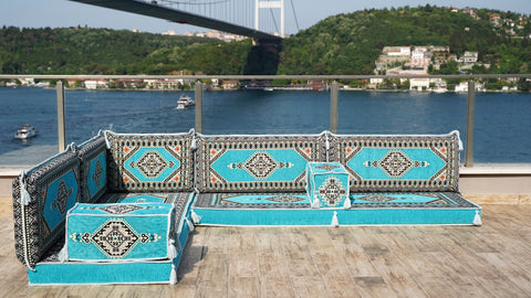 L Shaped Floor Sofa, Floor Seating Set, Arabic Majlis Sofa