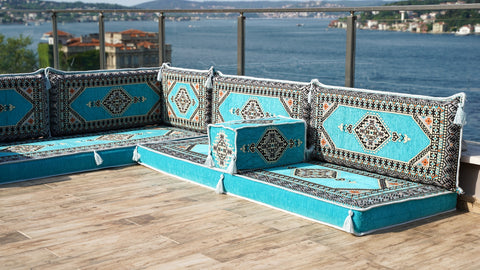 L Shaped Floor Sofa, Floor Seating Set, Arabic Majlis Sofa