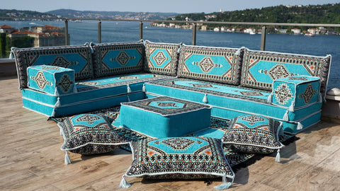 L Shaped Floor Sofa, Floor Seating Set, Arabic Majlis Sofa