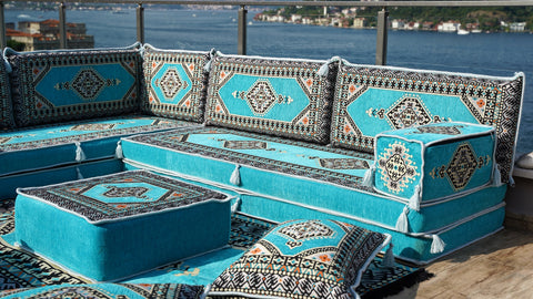 L Shaped Floor Sofa, Floor Seating Set, Arabic Majlis Sofa