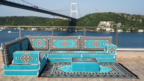 L Shaped Floor Sofa, Floor Seating Set, Arabic Majlis Sofa