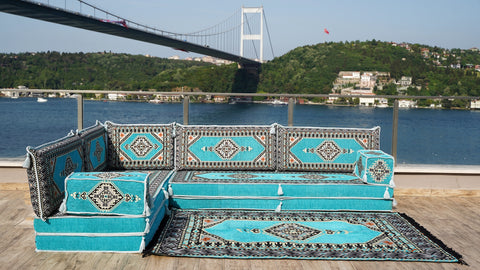 L Shaped Floor Sofa, Floor Seating Set, Arabic Majlis Sofa