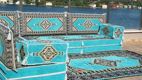 L Shaped Floor Sofa, Floor Seating Set, Arabic Majlis Sofa