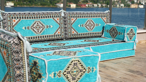 L Shaped Floor Sofa, Floor Seating Set, Arabic Majlis Sofa