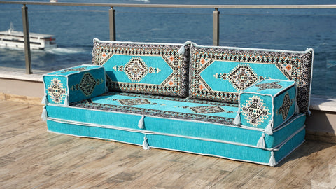 Loveseat Sofa, Floor Cushions Set, Majlis Sofa Set