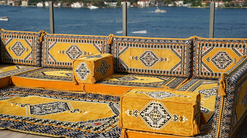 U Shaped Floor Cushions, Moroccan Sofa Set, Arabic Jalsa Seating