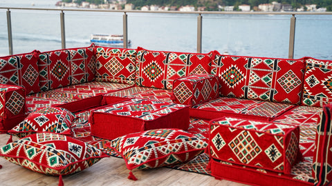 U Shaped Oriental Sofa, Arabic Majlis, Floor Cushions, Turkish Sofa