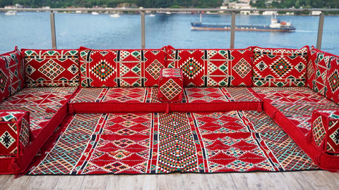 U Shaped Oriental Sofa, Arabic Majlis, Floor Cushions, Turkish Sofa