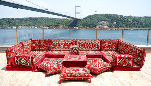 8 Thickness U Sofa Set, Moroccan Sofa Set, Floor Seating, Turkish Seating Set