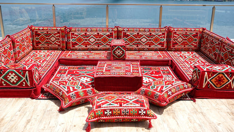 8 Thickness U Sofa Set, Moroccan Sofa Set, Floor Seating, Turkish Seating Set