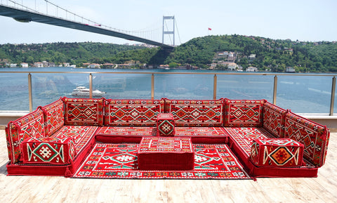 8 Thickness U Sofa Set, Moroccan Sofa Set, Floor Seating, Turkish Seating Set