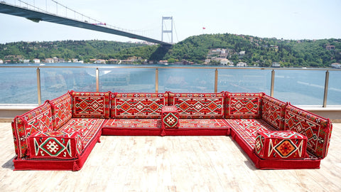8 Thickness U Sofa Set, Moroccan Sofa Set, Floor Seating, Turkish Seating Set