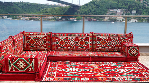 L Shaped Arabic Sofa Set, Majlis Sofa, Floor Cushions Set