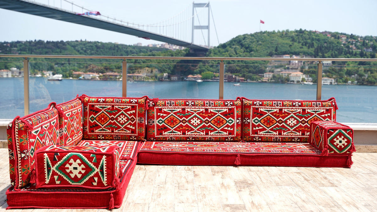 L Shaped Arabic Sofa Set, Majlis Sofa, Floor Cushions Set