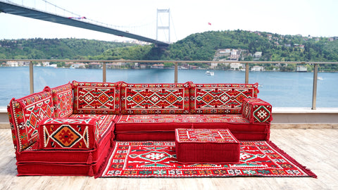 L Shaped Arabic Sofa Set, Majlis Sofa, Floor Cushions Set