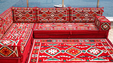 L Shaped Arabic Sofa Set, Majlis Sofa, Floor Cushions Set