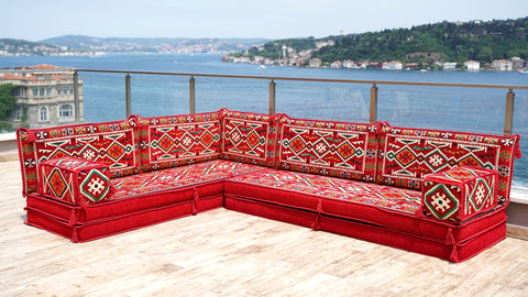 L Shaped Arabic Sofa Set, Majlis Sofa, Floor Cushions Set