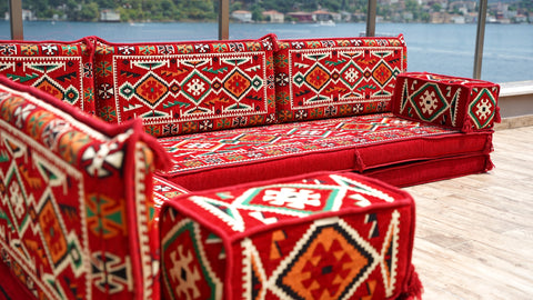 L Shaped Arabic Sofa Set, Majlis Sofa, Floor Cushions Set