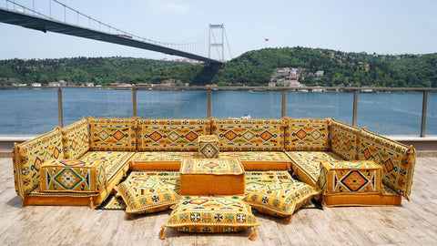 8 Thickness U Sofa Set, Moroccan Sofa, Floor Seating Sofa, Arabic Jalsa