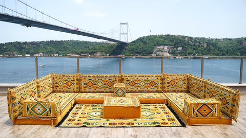 8 Thickness U Sofa Set, Moroccan Sofa, Floor Seating Sofa, Arabic Jalsa