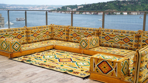 8 Thickness U Sofa Set, Moroccan Sofa, Floor Seating Sofa, Arabic Jalsa