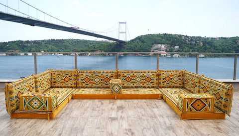 8 Thickness U Sofa Set, Moroccan Sofa, Floor Seating Sofa, Arabic Jalsa