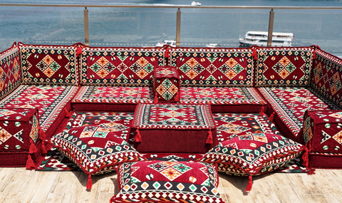 8 Thickness U Sofa Set, Moroccan Sofa, Arabic Majlis, Handmade Turkish Sofa Seating