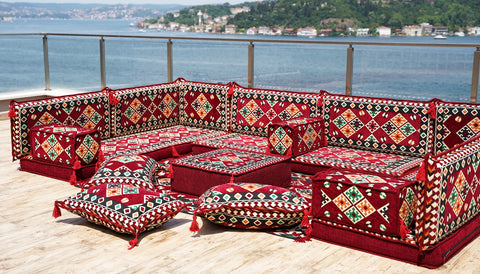 8 Thickness U Sofa Set, Moroccan Sofa, Arabic Majlis, Handmade Turkish Sofa Seating