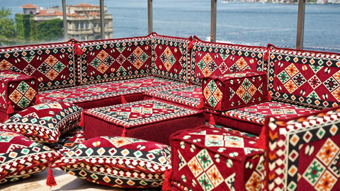 8 Thickness U Sofa Set, Moroccan Sofa, Arabic Majlis, Handmade Turkish Sofa Seating