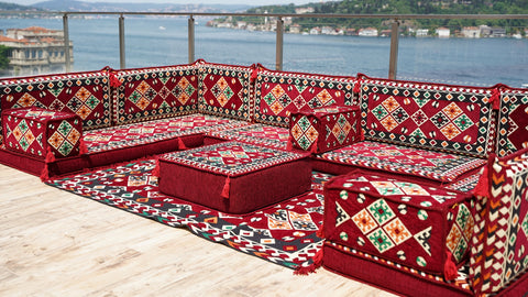 8 Thickness U Sofa Set, Moroccan Sofa, Arabic Majlis, Handmade Turkish Sofa Seating