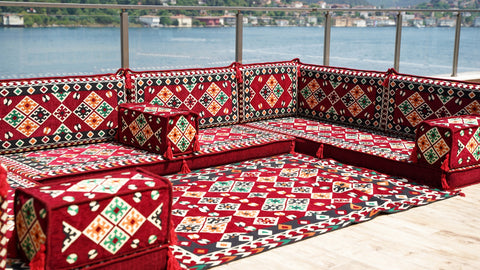 8 Thickness U Sofa Set, Moroccan Sofa, Arabic Majlis, Handmade Turkish Sofa Seating