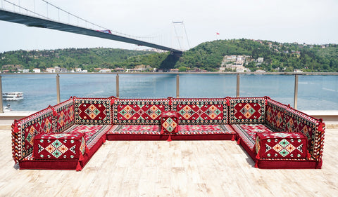 8 Thickness U Sofa Set, Moroccan Sofa, Arabic Majlis, Handmade Turkish Sofa Seating