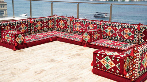 8 Thickness U Sofa Set, Moroccan Sofa, Arabic Majlis, Handmade Turkish Sofa Seating