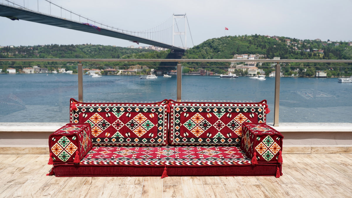 Loveseat Sofa, Floor Seating, Arabic Majlis, Turkish Sitting Pillows