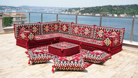 L Shaped Floor Sofa, Arabic Floor Seating Set, Arabic Majlis Sofa