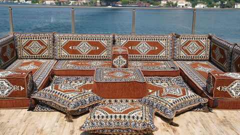 8 Thickness U Sofa Set, Arabic Sofa Set, Turkish Sofa, Floor Cushions, Moroccan Sofa