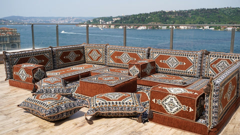 8 Thickness U Sofa Set, Arabic Sofa Set, Turkish Sofa, Floor Cushions, Moroccan Sofa