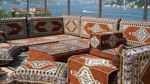 U Shaped Arabic Sofa Set, Turkish Sofa, Floor Cushions, Moroccan Sofa