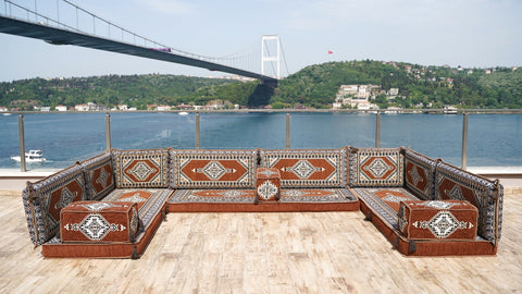 8 Thickness U Sofa Set, Arabic Sofa Set, Turkish Sofa, Floor Cushions, Moroccan Sofa