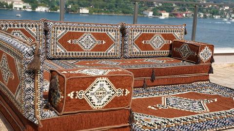 L Shaped Arabic Jalsa, Floor Sofa, Turkish Seating Pillows