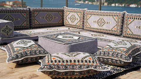 L Shaped Arabic Jalsa, Handmade Floor Sofa, Arabic Majlis