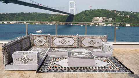 L Shaped Arabic Jalsa, Handmade Floor Sofa, Arabic Majlis