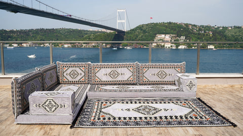 L Shaped Arabic Jalsa, Handmade Floor Sofa, Arabic Majlis