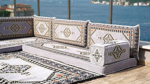 L Shaped Arabic Jalsa, Handmade Floor Sofa, Arabic Majlis