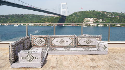 L Shaped Arabic Jalsa, Handmade Floor Sofa, Arabic Majlis