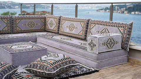 L Shaped Arabic Jalsa, Handmade Floor Sofa, Arabic Majlis