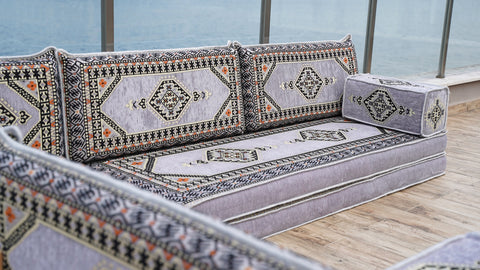 L Shaped Arabic Jalsa, Handmade Floor Sofa, Arabic Majlis