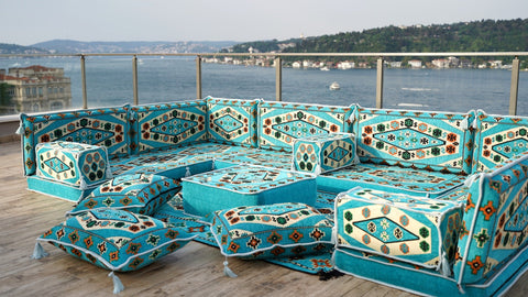 8 Thickness U Sofa Set, Moroccan Sofa, Floor Seating Set, Floor Cushions